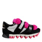 Dolce & Gabbana Black Pink Fur Embellished Sneakers Shoes