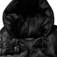 Dolce & Gabbana Black Padded Puffer Hooded Full Zip Cropped Jacket