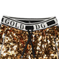 Dolce & Gabbana Metallic Gold DG Logo Sequined Jogger Pants