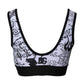 Dolce & Gabbana White Graffiti Print Logo Band Sports Bra Top