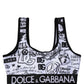 Dolce & Gabbana White Graffiti Print Logo Band Sports Bra Top