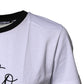 Dolce & Gabbana White Printed Round Neck Top Cotton T-shirt