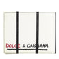 Dolce & Gabbana White Leather DG Crown Royals Bifold Card Holder Wallet