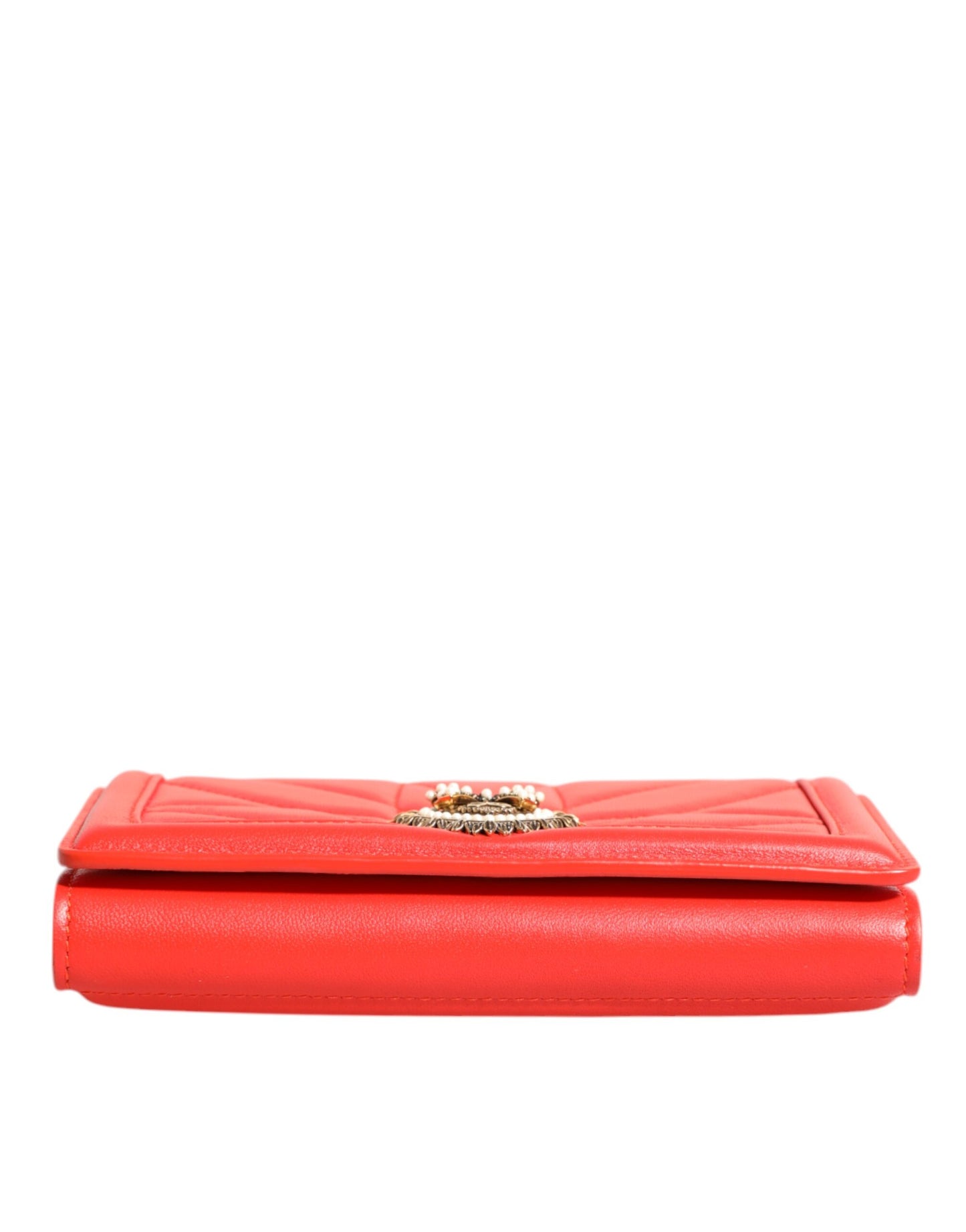 Dolce & Gabbana Red Leather Quilted Devotion Crossbody Phone Cover Bag