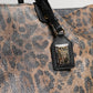 Dolce & Gabbana Brown Leopard BEATRICE Leather Logo Plaque Tote Bag