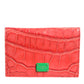 Dolce & Gabbana Red Exotic Leather Logo Plaque Card Holder Wallet