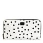 Dolce & Gabbana White Black Striped Leather Zip Around Continental Wallet