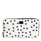 Dolce & Gabbana White Black Striped Leather Zip Around Continental Wallet