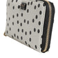 Dolce & Gabbana White Black Striped Leather Zip Around Continental Wallet