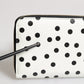 Dolce & Gabbana White Black Striped Leather Zip Around Continental Wallet