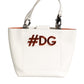 Dolce & Gabbana White Leather #DG BEATRICE Top Handle Tote Bag