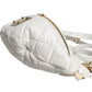Dolce & Gabbana White Quilted Logo Plaque Belt Waist Fanny Pack Bag