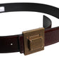 Dolce & Gabbana Brown Leather Gold Metal Buckle Classic Belt