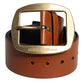 Dolce & Gabbana Brown Leather Gold Metal Buckle Classic Belt
