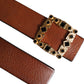 Dolce & Gabbana Brown Leather Gold Crystal Buckle Belt