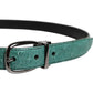 Dolce & Gabbana Green Ostrich Leather Silver Metal Buckle Belt