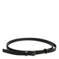 Dolce & Gabbana Black Calf Leather Gold Metal Buckle Belt