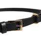 Dolce & Gabbana Black Calf Leather Gold Metal Buckle Belt