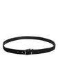 Dolce & Gabbana Black Cotton Blend Silver Metal Buckle Belt