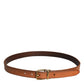Dolce & Gabbana Brown Leather Gold Tone Metal Buckle Belt