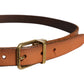 Dolce & Gabbana Brown Leather Gold Tone Metal Buckle Belt
