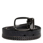 Dolce & Gabbana Black Leather Silver Tone Metal Buckle Belt