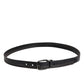 Dolce & Gabbana Black Leather Silver Tone Metal Buckle Belt