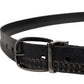 Dolce & Gabbana Black Leather Silver Tone Metal Buckle Belt