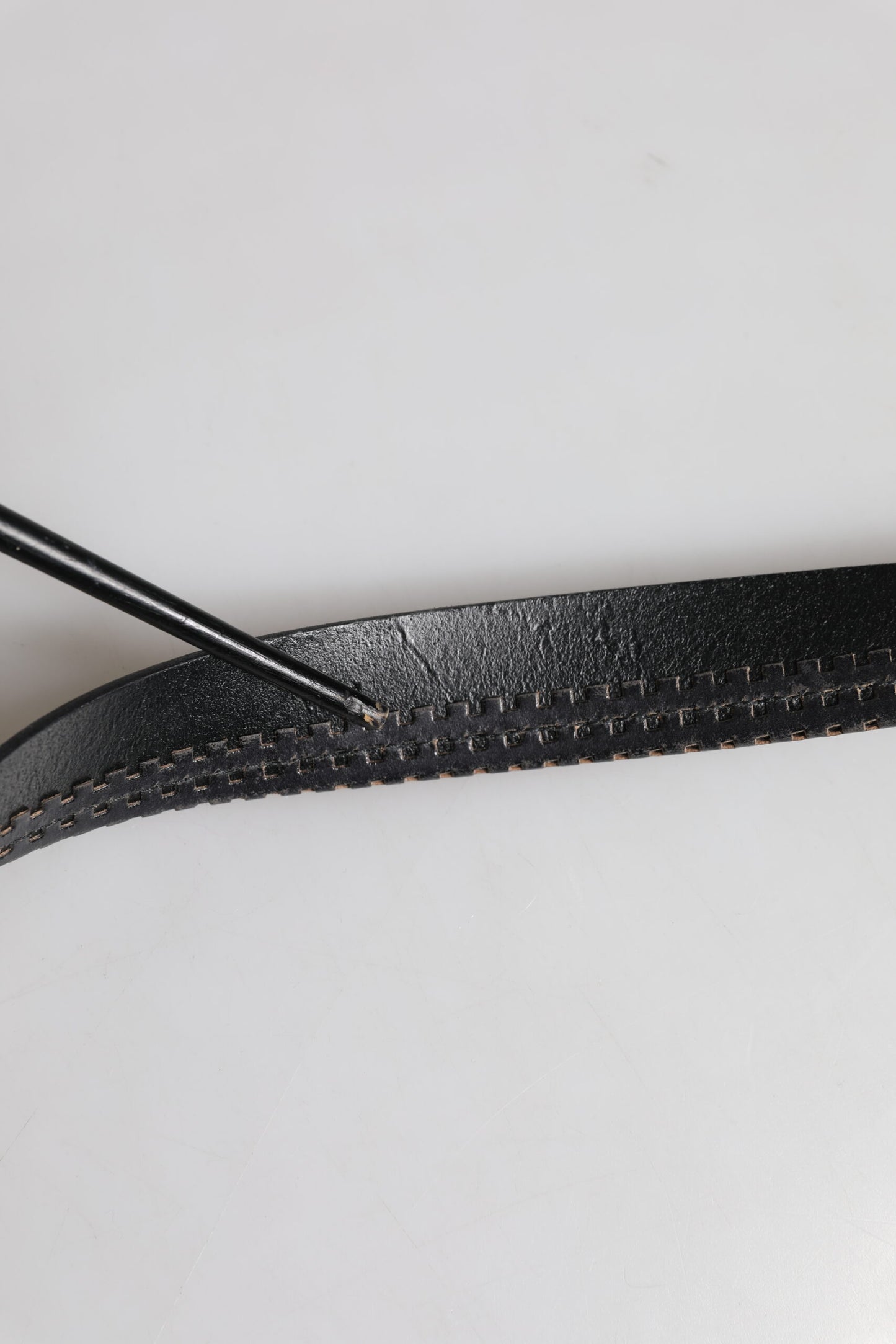 Dolce & Gabbana Black Leather Silver Tone Metal Buckle Belt