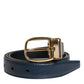 Dolce & Gabbana Blue Leather Metal Buckle Classic Belt