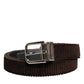 Dolce & Gabbana Brown Velvet Metal Buckle Classic Belt