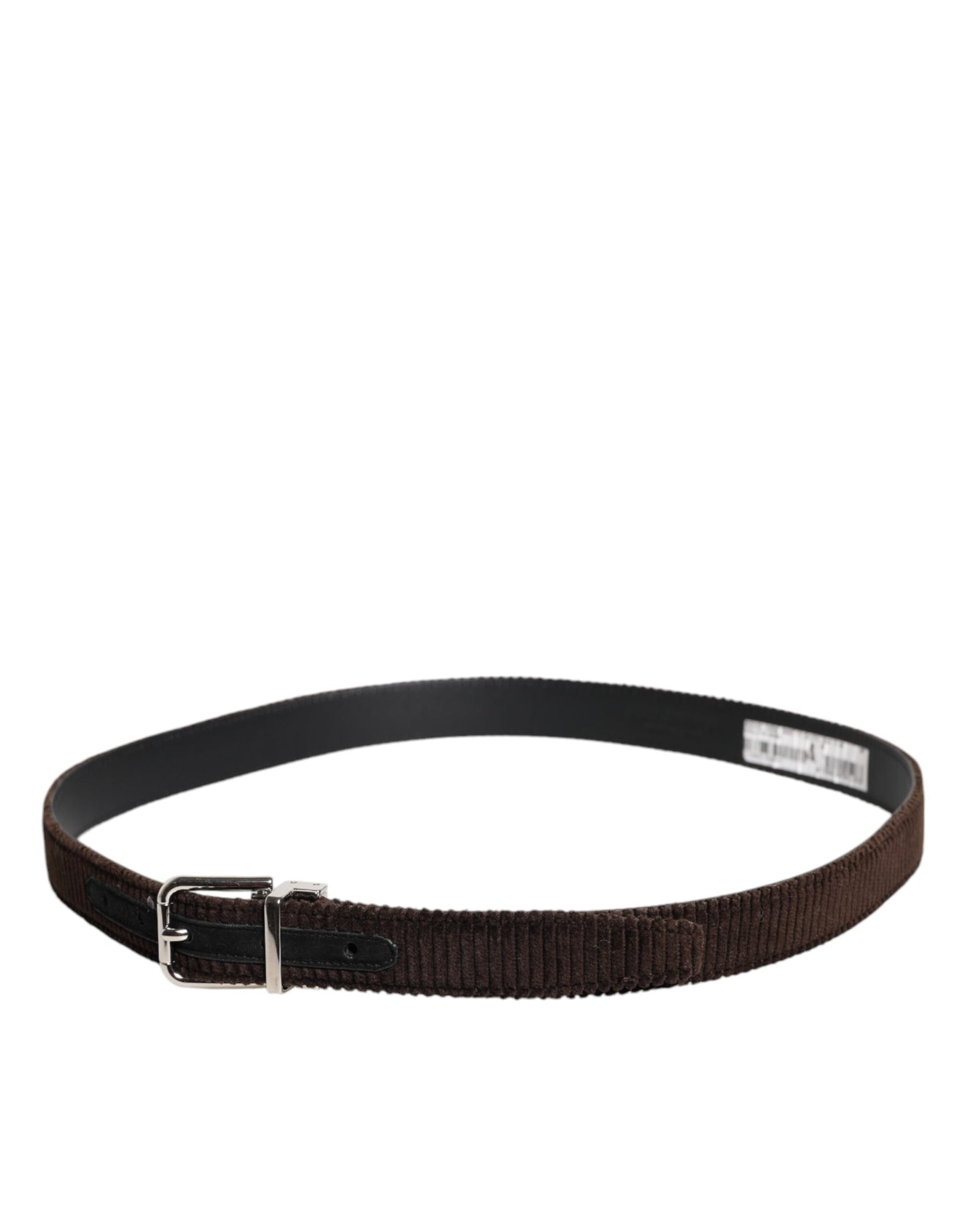 Dolce & Gabbana Brown Velvet Metal Buckle Classic Belt