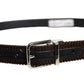 Dolce & Gabbana Brown Velvet Metal Buckle Classic Belt