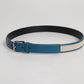 Dolce & Gabbana Blue Beige Leather Weaved Metal Buckle Belt