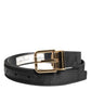 Dolce & Gabbana Black Classic Gold Metal Logo Buckle Belt