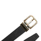 Dolce & Gabbana Black Classic Gold Metal Logo Buckle Belt