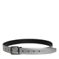 Dolce & Gabbana Silver Leather Classic Metal Logo Buckle Belt
