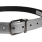 Dolce & Gabbana Silver Leather Classic Metal Logo Buckle Belt
