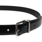 Dolce & Gabbana Black Solid Leather Classic Waist Buckle Belt