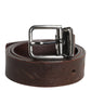 Dolce & Gabbana Brown Leather Classic Metal Logo Buckle Belt