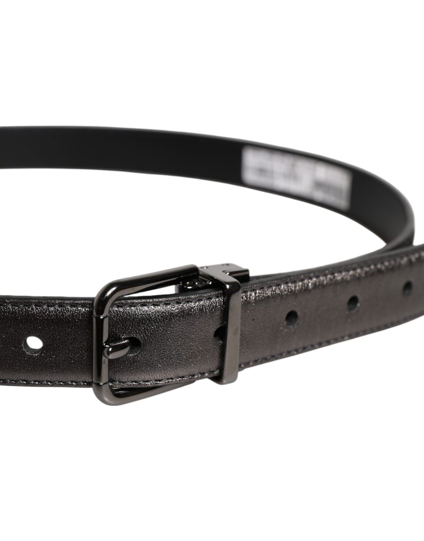 Dolce & Gabbana Black Leather Classic Metal Logo Buckle Belt