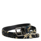 Dolce & Gabbana Multicolor Jacquard Leather Logo Buckle Belt