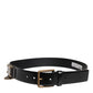 Dolce & Gabbana Black Leather DG Logo Plaque Buckle Belt