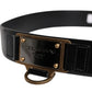 Dolce & Gabbana Black Leather DG Logo Plaque Buckle Belt