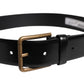 Dolce & Gabbana Black Leather DG Logo Plaque Buckle Belt