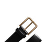 Dolce & Gabbana Black Leather DG Logo Plaque Buckle Belt