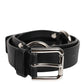 Dolce & Gabbana Black Leather Classic Metal Logo Buckle Belt