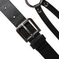 Dolce & Gabbana Black Leather Classic Metal Logo Buckle Belt