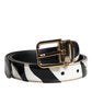 Dolce & Gabbana Black White Zebra Gold Metal Logo Buckle Belt