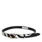Dolce & Gabbana Black White Zebra Gold Metal Logo Buckle Belt